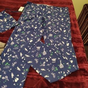 Ralph Lauren Blue Pajama Bottoms with Sports Print